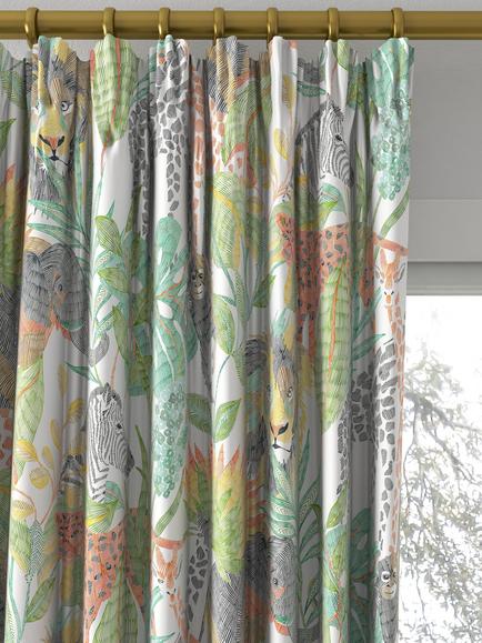 Harlequin Into The Wild Made to Measure Curtains or Roman Blind, Mandarin/Gecko - view 2, Mandarin/Gecko