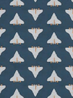 Harlequin Space Shuttle Made to Measure Curtains or Roman Blind, Apricot/Navy, Apricot/Navy