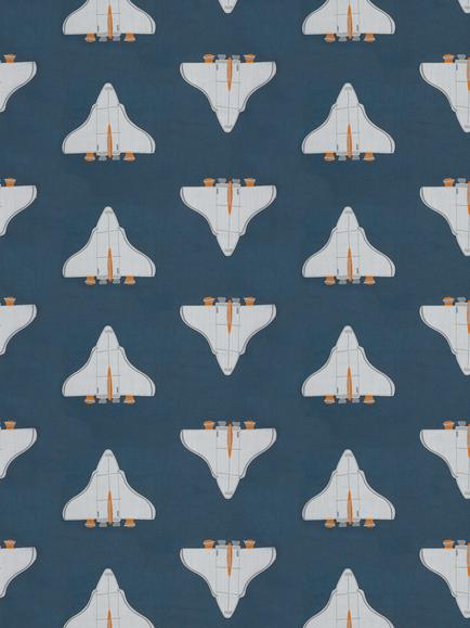 Harlequin Space Shuttle Made to Measure Curtains or Roman Blind, Apricot/Navy, Apricot/Navy