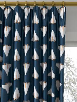 Harlequin Space Shuttle Made to Measure Curtains or Roman Blind, Apricot/Navy - view 2, Apricot/Navy