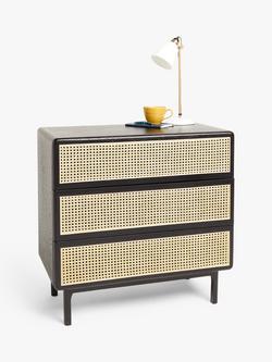 John Lewis Rattan 3 Drawer Chest - view 2, Black