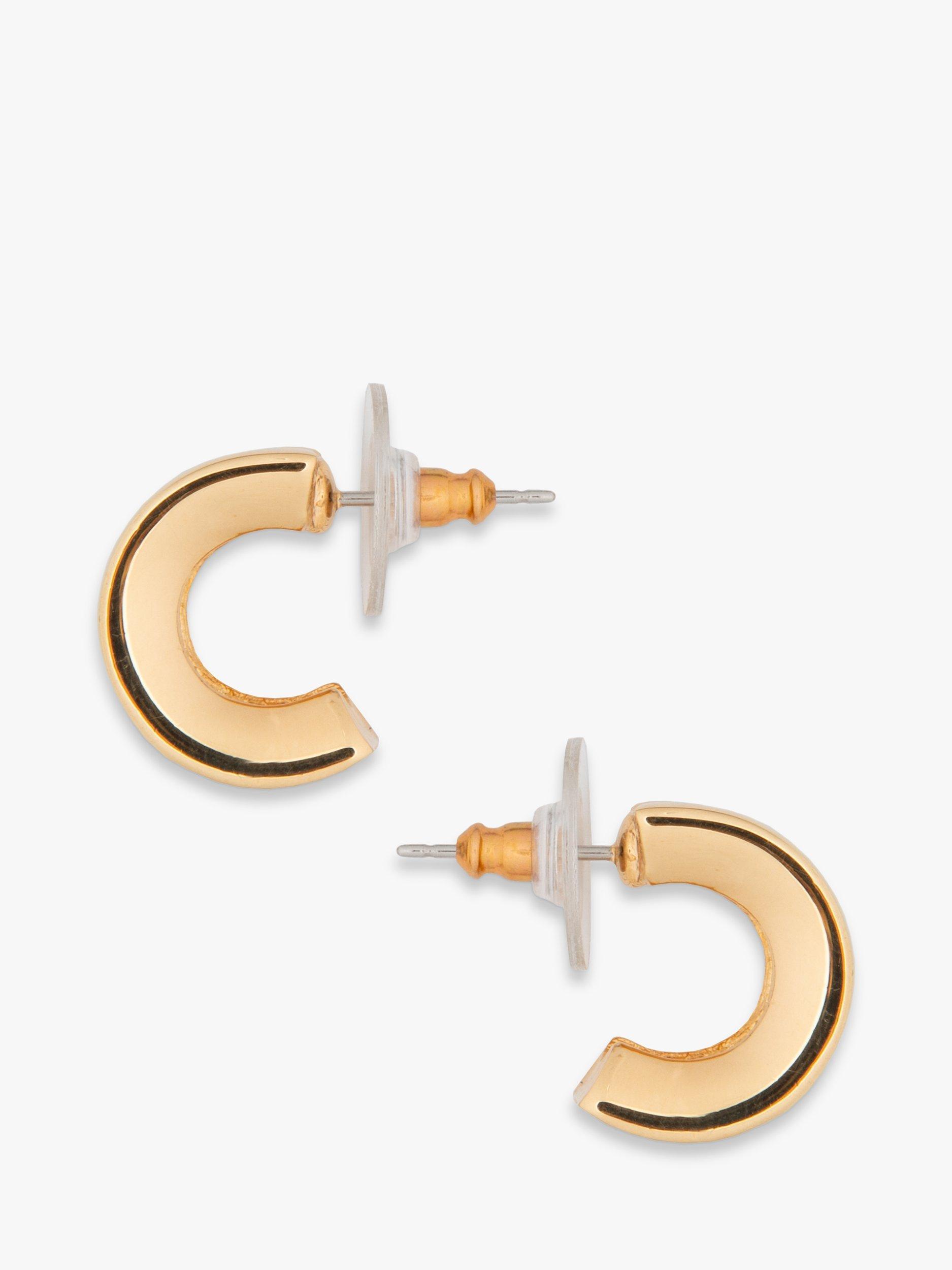 Product image 2 of 2, which shows Eclectica Pre-Loved 22ct Gold Plated Swarovski Crystals Hoop Earrings, Dated Circa 1990s, Gold/Turquoise