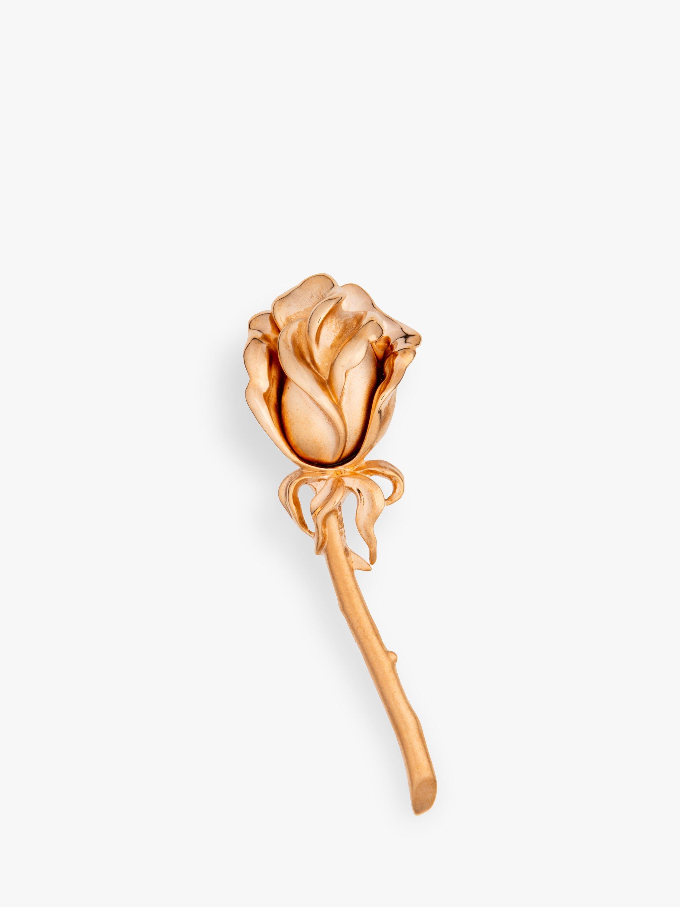 Product image 1 of 1, which shows Eclectica Pre-Loved Gold Plated Rose Bud Brooch, Dated Circa 1990s, Gold