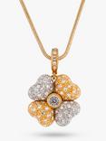 Eclectica Pre-Loved Gold & Rhodium Plated Swarovski Crystal Clover Pendant Necklace, Dated Circa 1980s, Gold/Silver