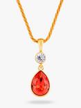 Eclectica Pre-Loved 22ct Gold Plated Swarovski Crystal Pendant Necklace, Dated Circa 1990s, Gold/Peach