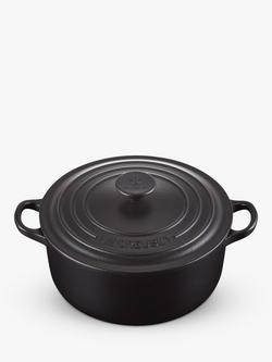 Le Creuset Cast Iron 20cm Casserole and 29cm Stoneware Dish Set, 2 Piece, Satin Black - view 2, Satin Black
