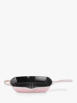 Le Creuset Cast Iron Signature Square Grillit, 26cm - view 2, Shell Pink