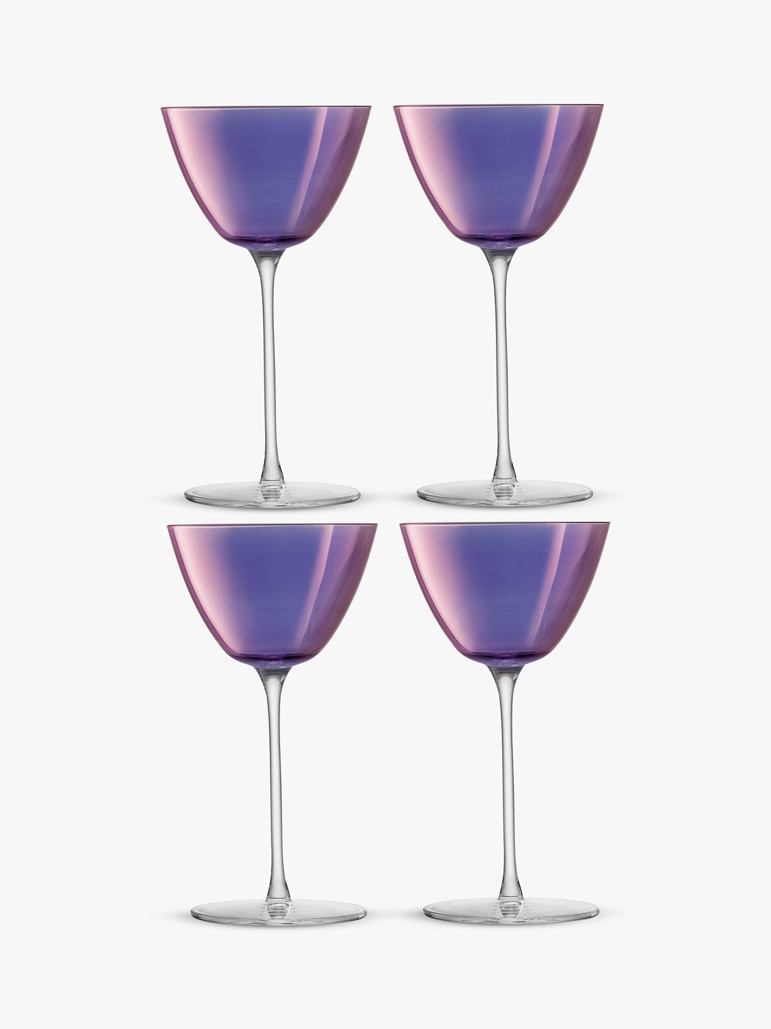LSA International Aurora Martini Cocktail Glass, Set of 4, 195ml, Violet Lustre