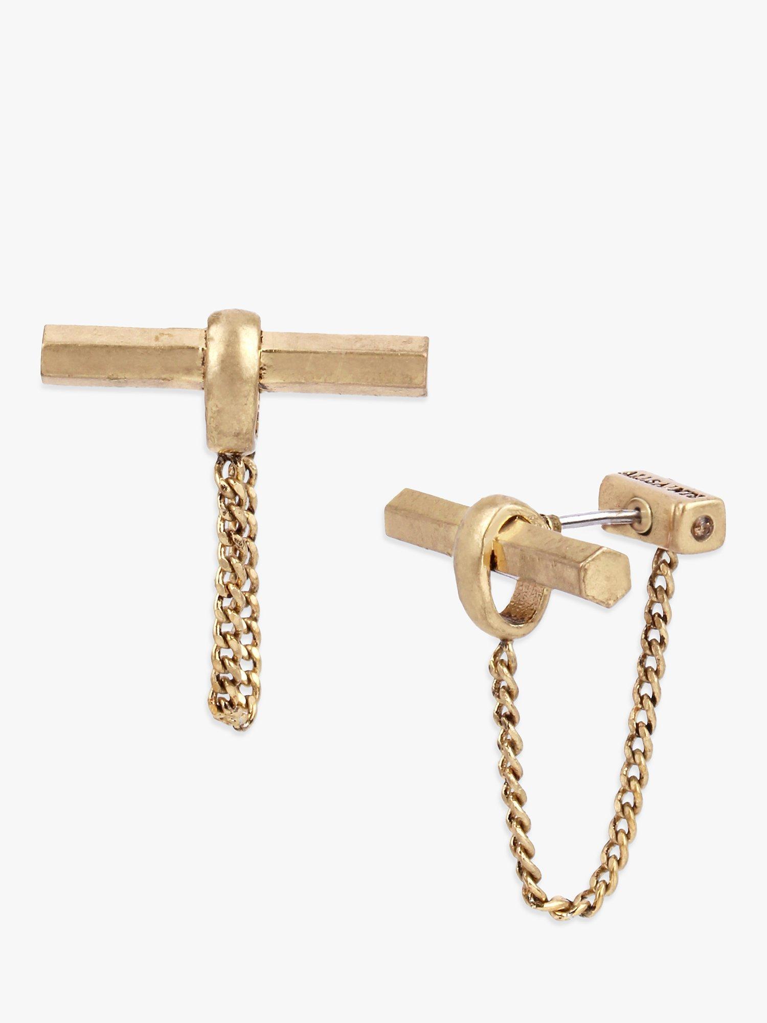 AllSaints Toggle Bar Drop Earrings, Gold