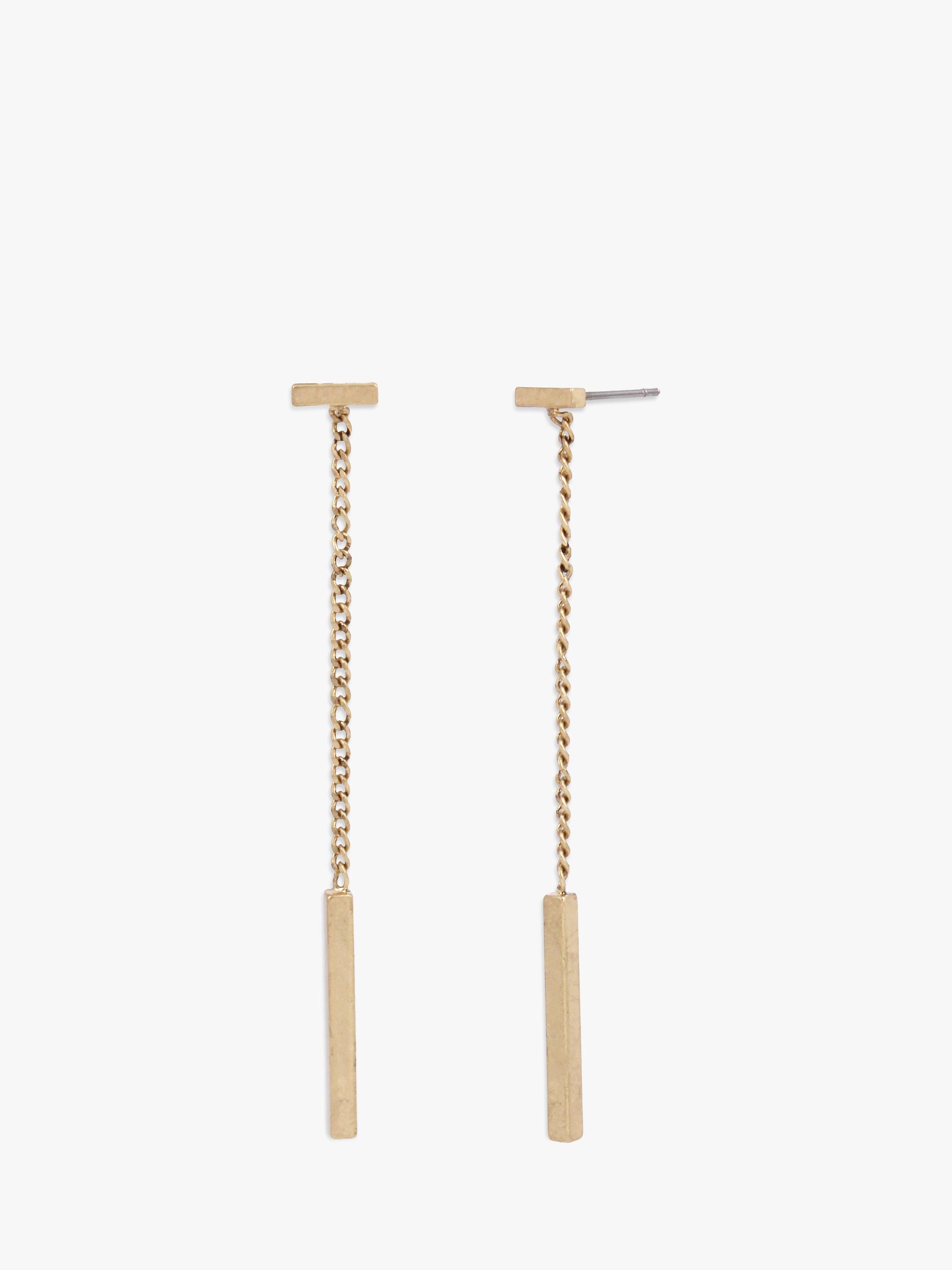AllSaints Geometric Bar Drop Earrings, Gold