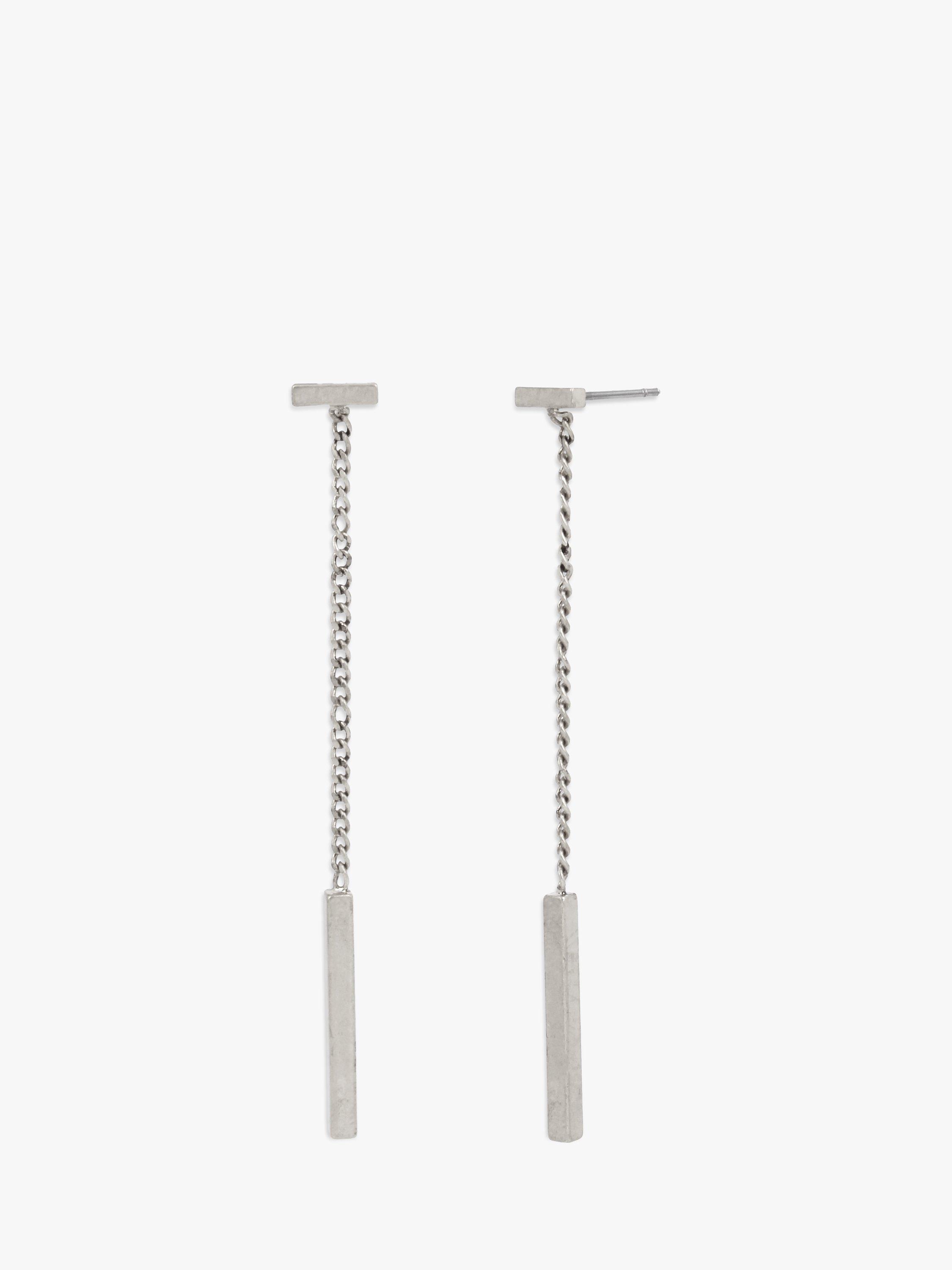 AllSaints Geometric Bar Drop Earrings, Silver