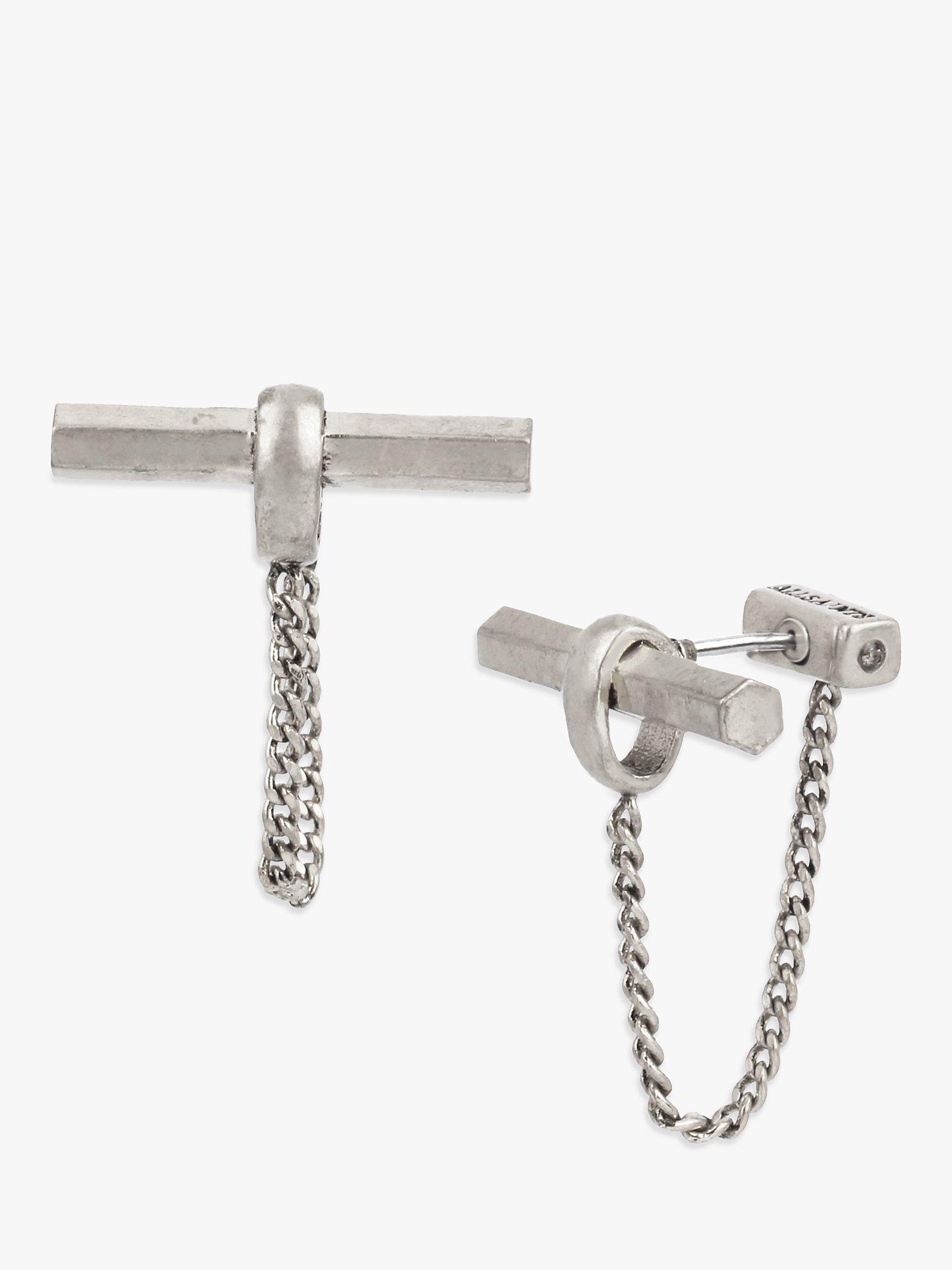 AllSaints Toggle Bar Drop Earrings, Silver