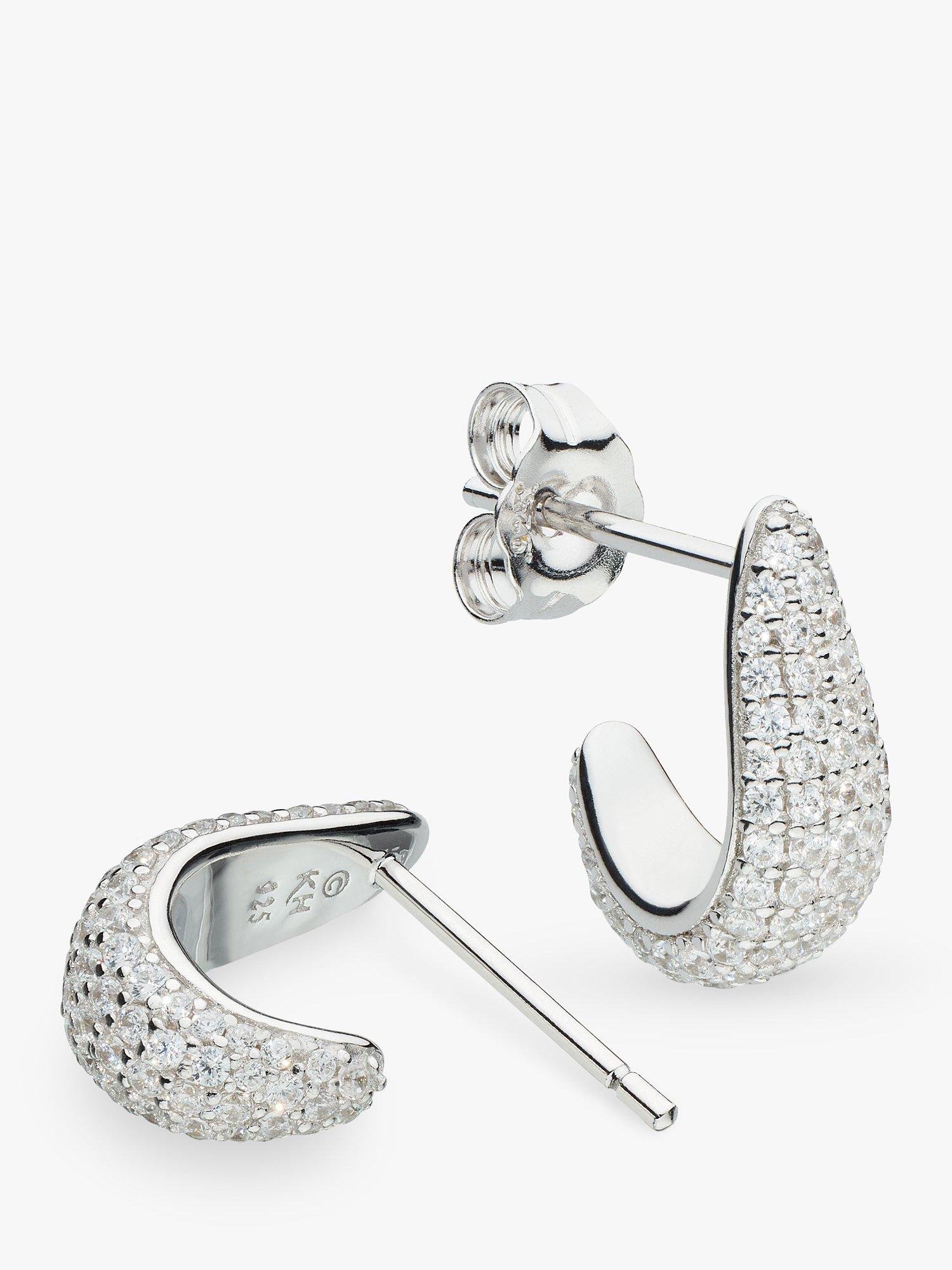 Kit Heath Coast Tumble Glisten Cubic Zirconia Semi Hoop Earrings, Silver
