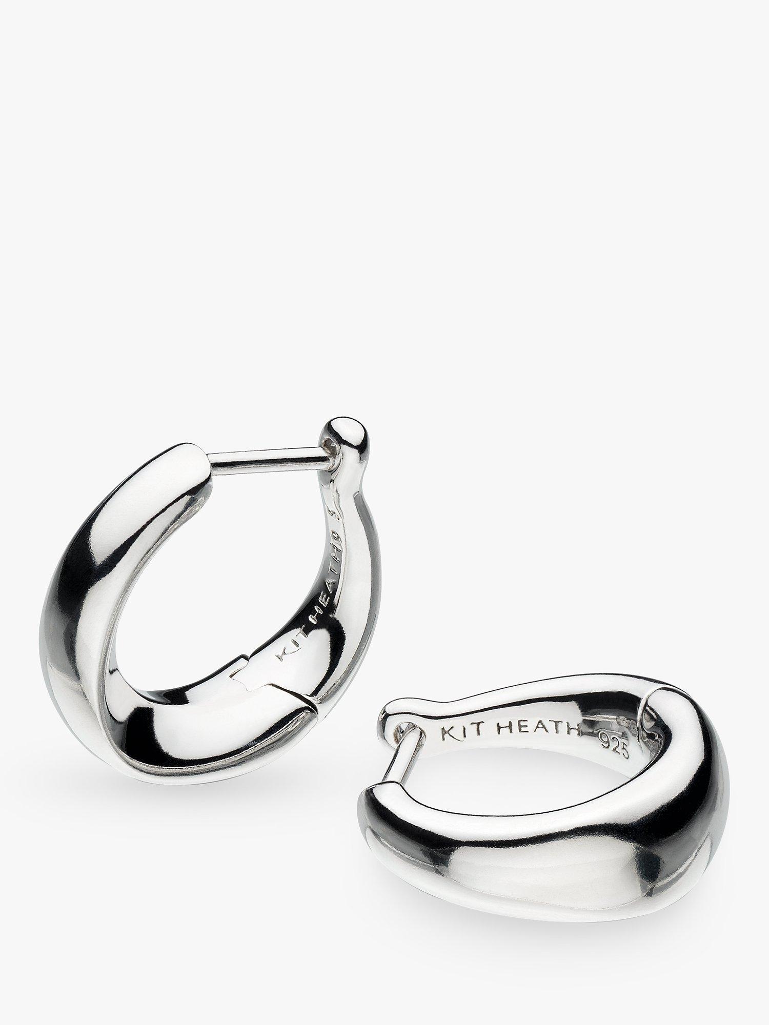 Kit Heath Bevel Cirque Hinged Hoop Earrings, Silver