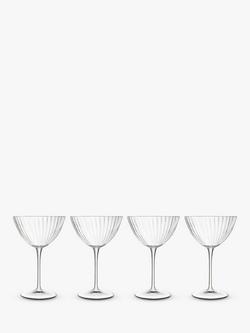 Luigi Bormioli Optica Fluted Martini Glass, Set of 4, 220ml, Clear, Clear
