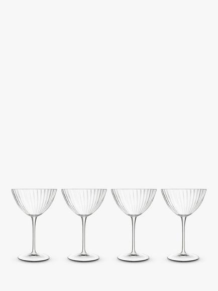 Luigi Bormioli Optica Fluted Martini Glass, Set of 4, 220ml, Clear, Clear