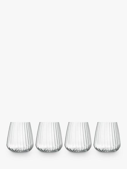Luigi Bormioli Optica Fluted Glass Tumblers, Set of 4, 450ml, Clear, Clear