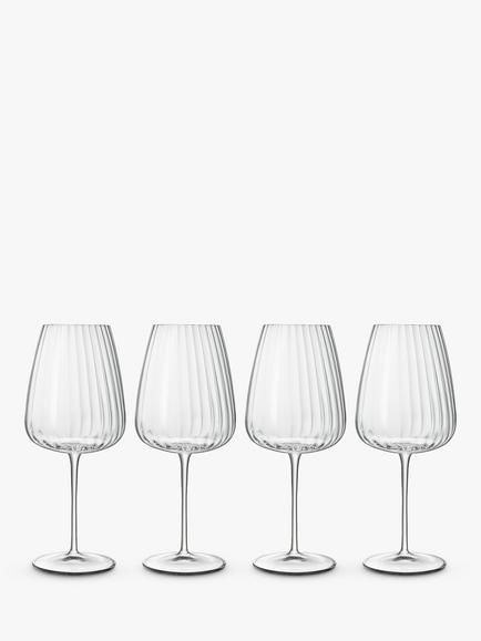 Luigi Bormioli Optica Fluted Red Wine Glass, Set of 4, 700ml, Clear, Clear