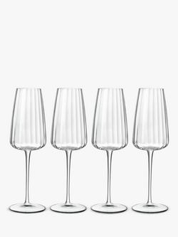 Luigi Bormioli Optica Fluted Champagne Glass Flutes, Set of 4, 210ml, Clear, Clear