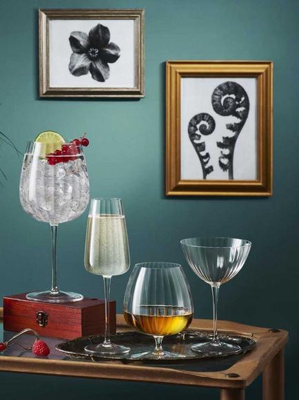 Luigi Bormioli Optica Fluted Champagne Glass Flutes, Set of 4, 210ml, Clear - view 2, Clear