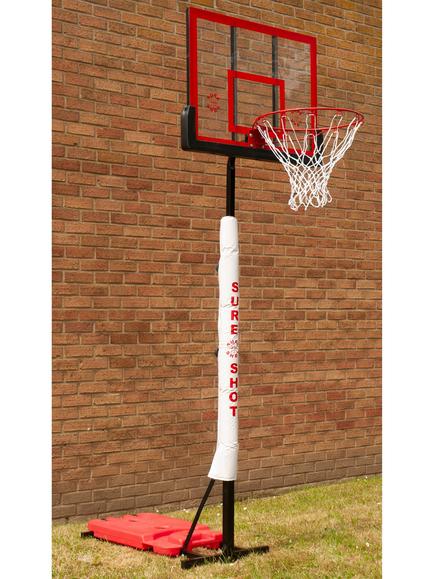 Sure Shot Slimline Dual Basketball Netball Hoop & Stand Unit, Red/White