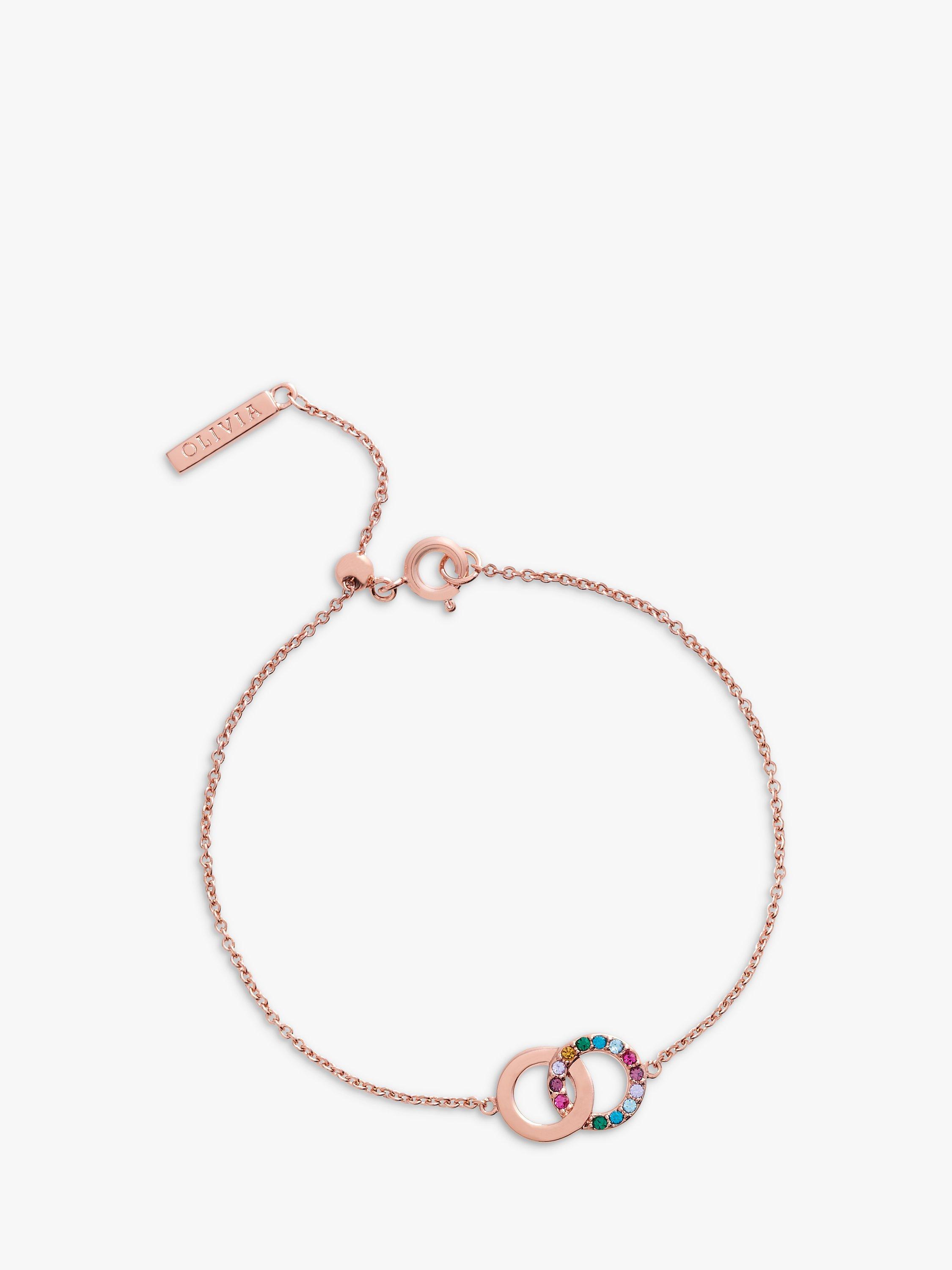 Olivia Burton Rainbow Interlink Bracelet, Rose Gold