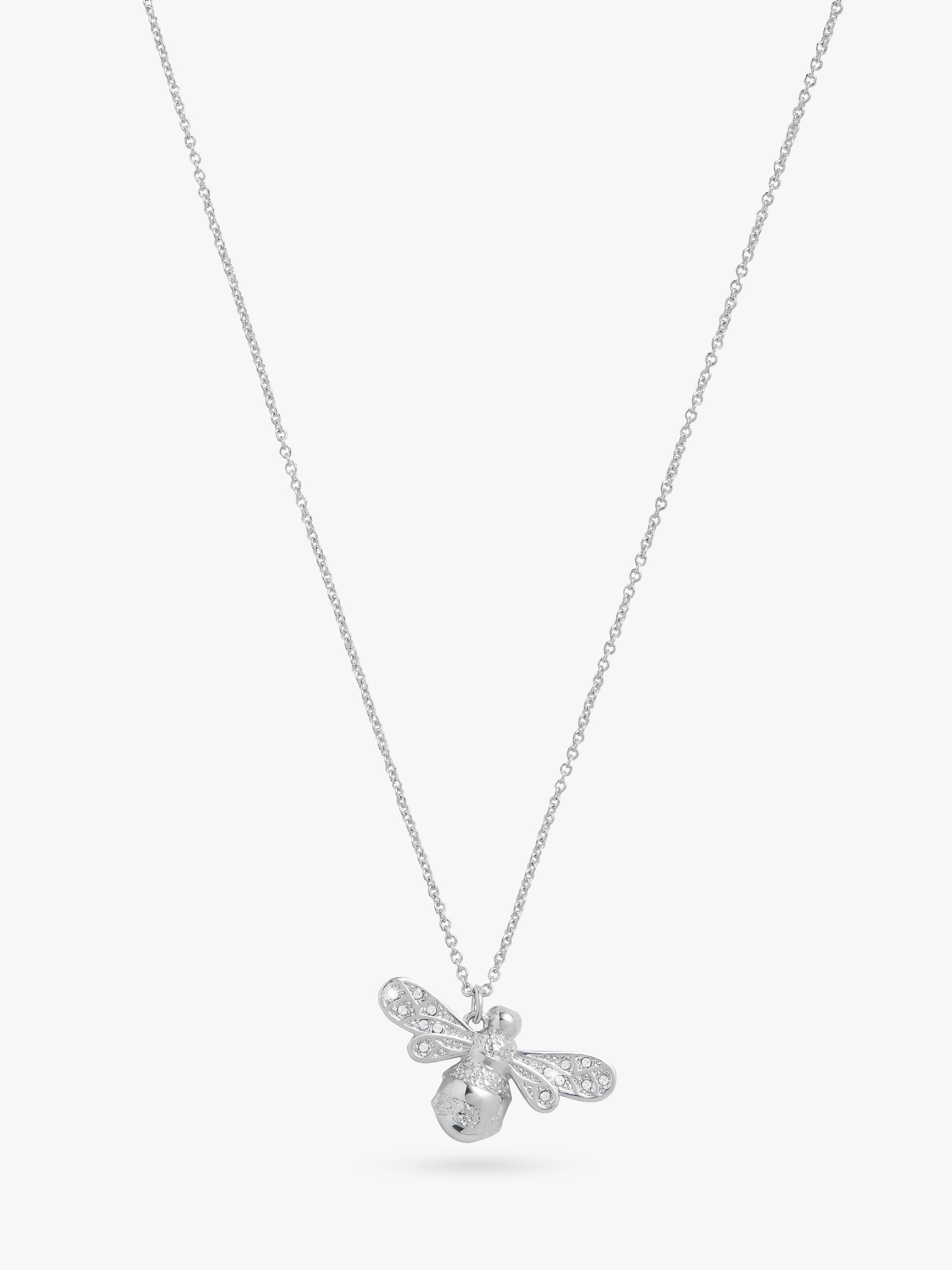 Olivia Burton Sparkle Bee Crystal Pendant Necklace Silver OBJAMN57
