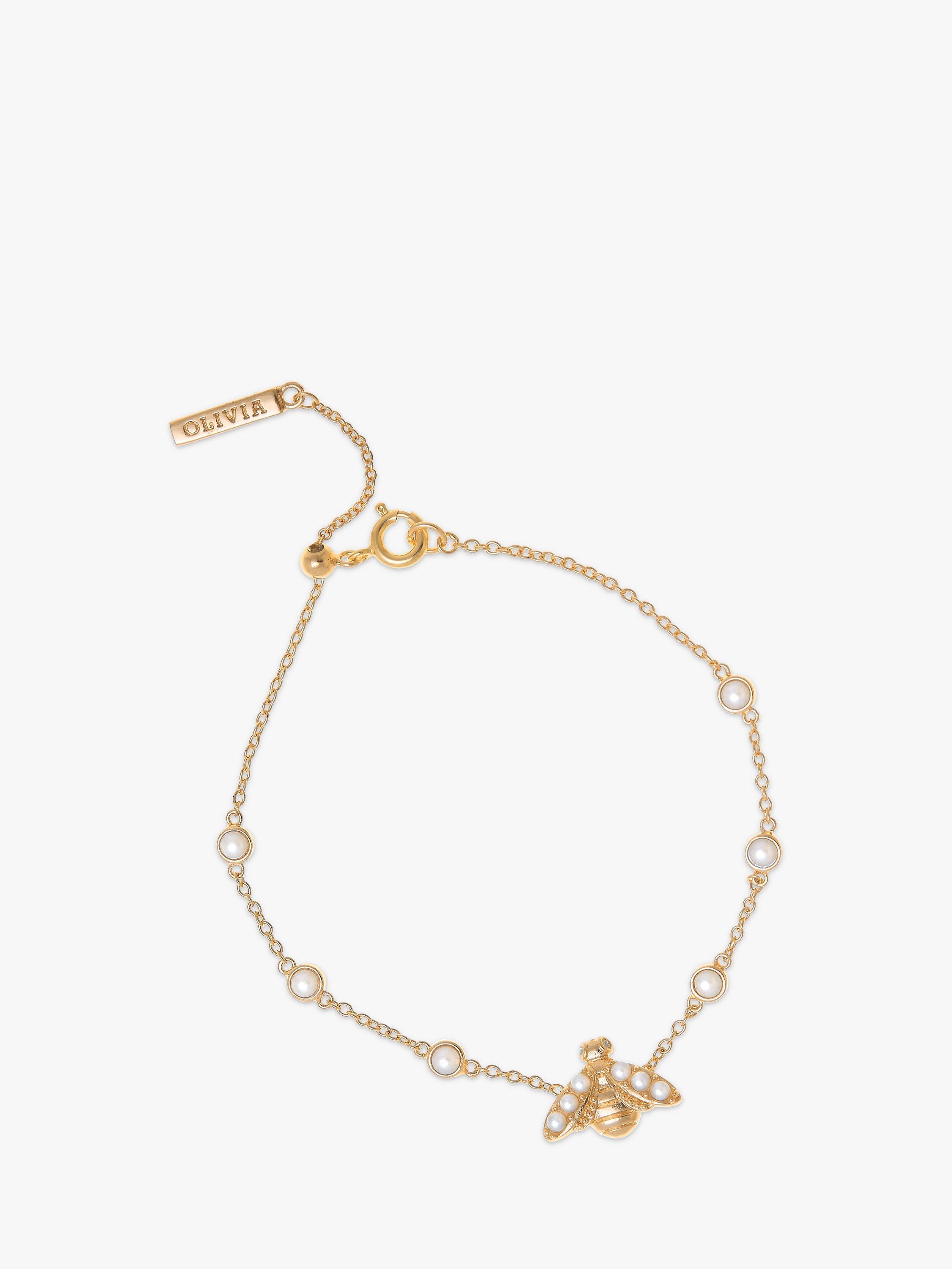 Olivia Burton Faux Pearl Bee Bracelet, Gold OBJAMB157