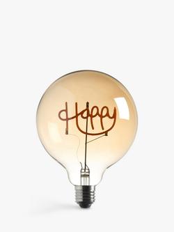 Bay Lighting 2W E27 ES LED Non-Dimmable Happy Decorative Globe Bulb, Clear, Clear