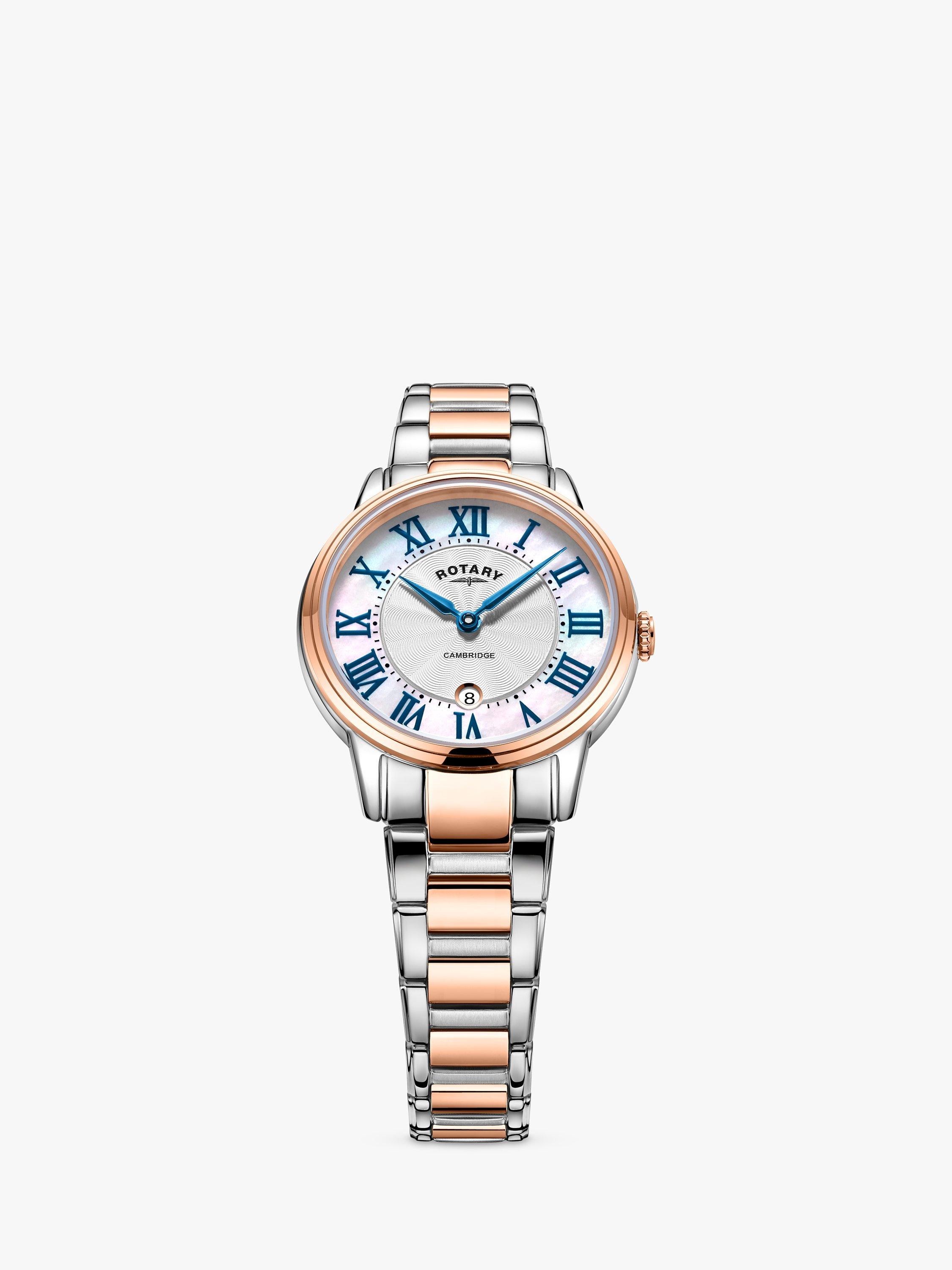 Product image 3 of 3, which shows Rotary Women's Cambridge Date Bracelet Strap Watch, Silver/Rose Gold LB05427/07