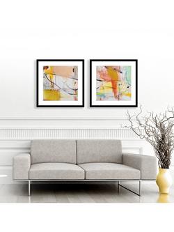 John Lewis Natasha Barnes 'Retrospect' Framed Print & Mount, Set of 2, 61.5 x 61.5cm, Yellow/Multi - view 2, Yellow/Multi