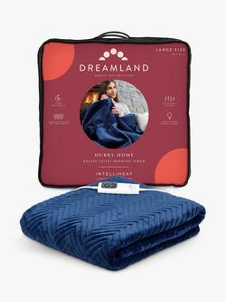 Dreamland Heated Velvet Herringbone Quilted Throw, Navy