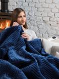 Dreamland Heated Velvet Herringbone Quilted Throw, Navy