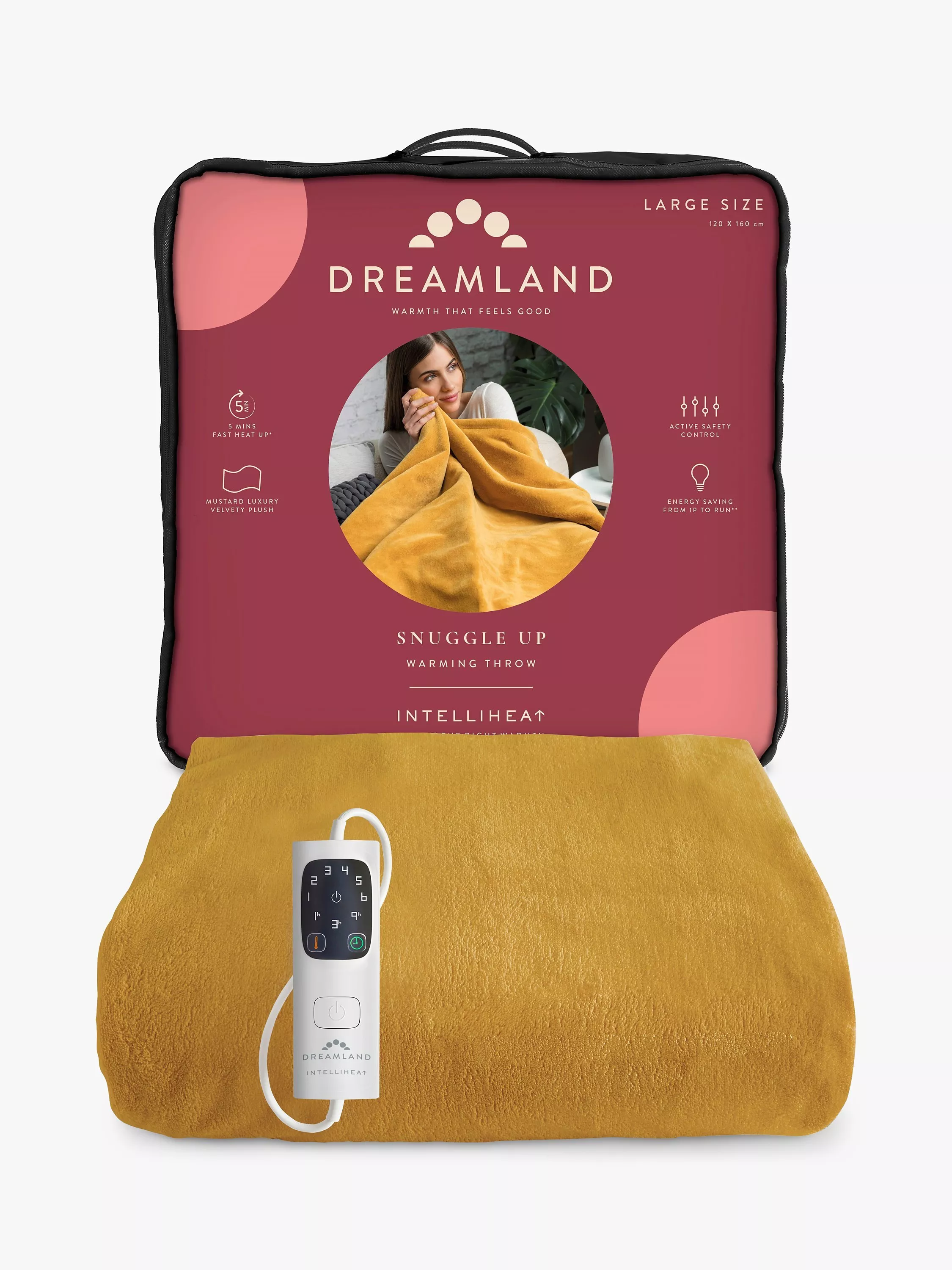 Dreamland 16820 Heated Throw Blanket Mustard