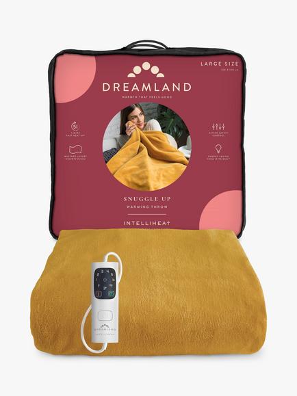 Dreamland 16820 Heated Throw Blanket, Mustard, Mustard