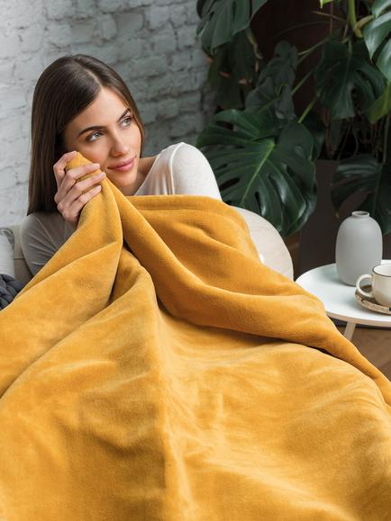 Dreamland 16820 Heated Throw Blanket, Mustard - view 2, Mustard