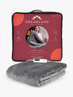 Dreamland Heated Velvet Herringbone Quilted Throw, Grey