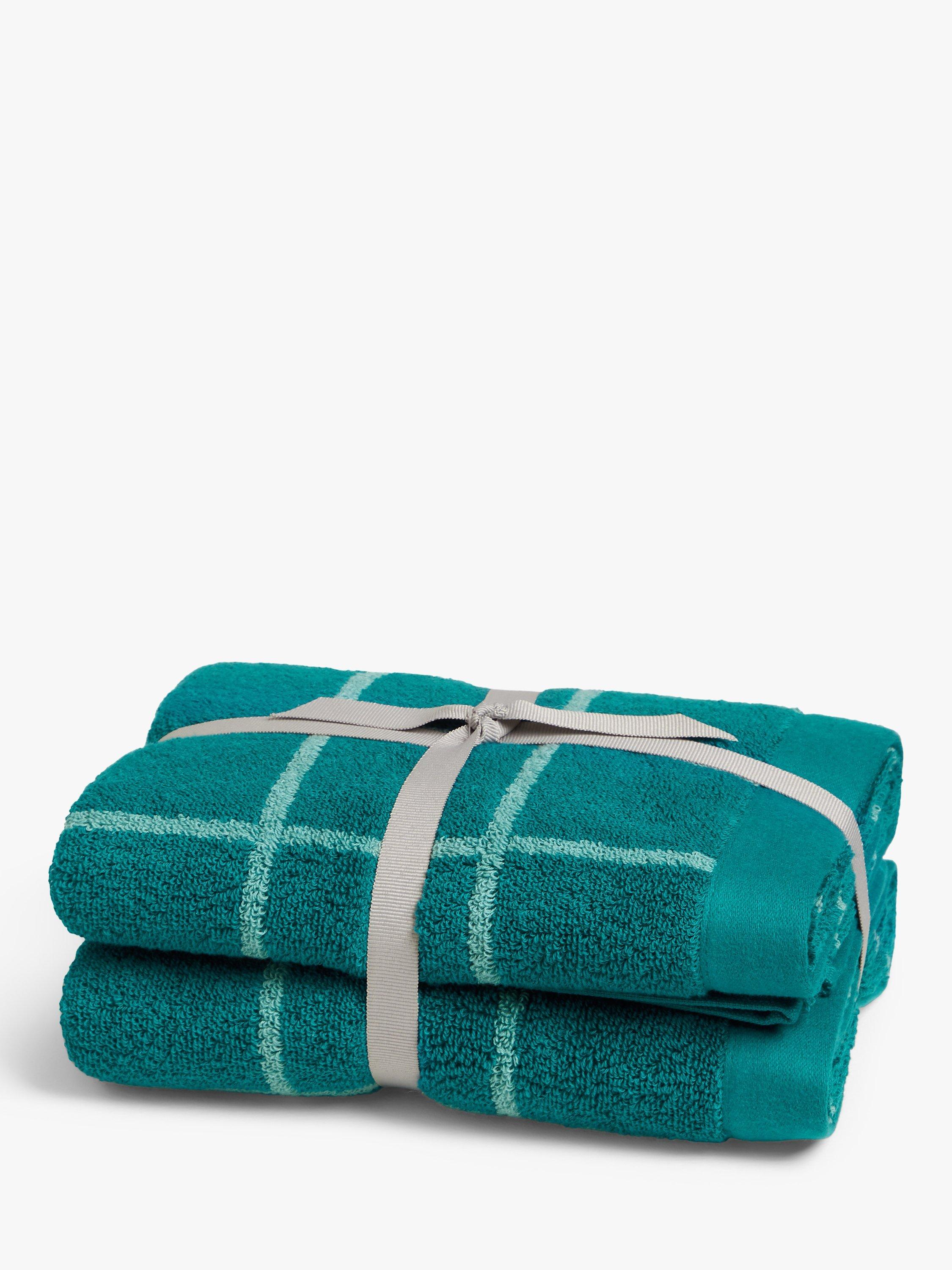 ANYDAY John Lewis & Partners Grid Hand Towels, Pack of 2, Dark Teal