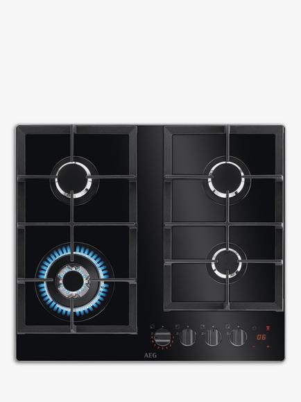 AEG HKB64450NB 60cm Gas Hob, Black, Black