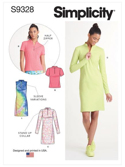 Simplicity Misses' Knit Zip Front Dress Sewing Pattern, S9328, 