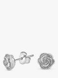 Dower & Hall Wild Rose Stud Earrings, Silver