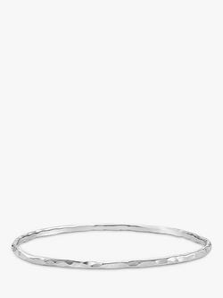 Dower & Hall 3mm Hammered Bangle, Silver, Silver Silver