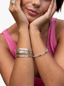 Dower & Hall 3mm Hammered Bangle, Silver - view 2, Silver Silver