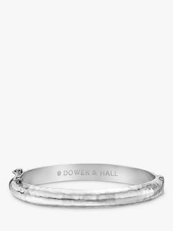 Dower & Hall Sterling Silver Hollow Hinged Hammered Bangle, Silver, Silver Silver