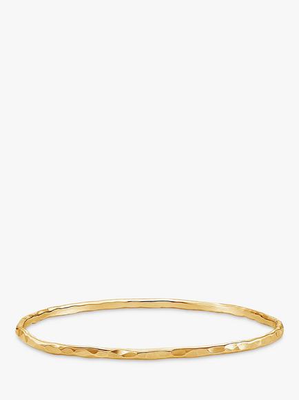 Dower & Hall 3mm Hammered Bangle, Gold, Gold Gold