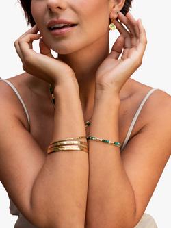 Dower & Hall 3mm Hammered Bangle, Gold - view 2, Gold Gold