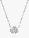 Dower & Hall Wild Rose Bloom Pendant Necklace, Silver