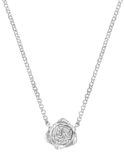Dower & Hall Wild Rose Bloom Pendant Necklace, Silver, Silver