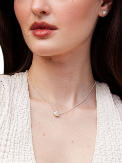 Dower & Hall Wild Rose Bloom Pendant Necklace, Silver - view 2, Silver