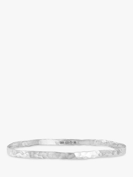 Dower & Hall Hammered Nomad Bangle, Silver, Large, Silver